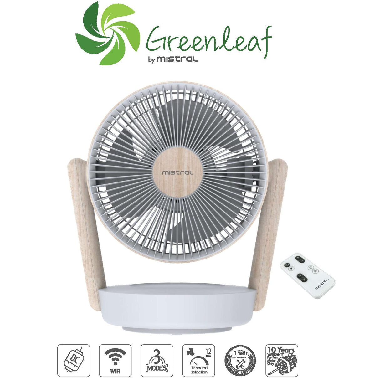 Mistral MHV1012DRW-G DC High Velocity Desk Fan With WIFI & Remote 10 Inch