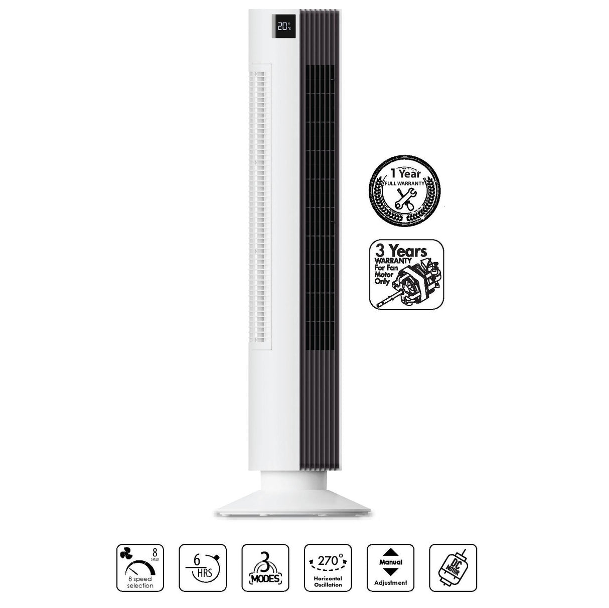 Mistral MFD3588DR DC Tower Fan with Remote Control 35 Inch
