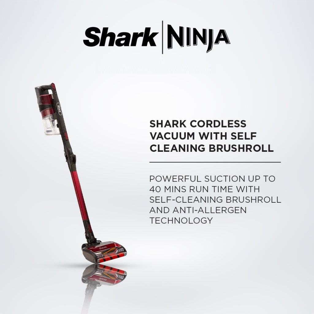 Shark IZ202 Cordless Stick Vacuum Cleaner with Anti Hair Wrap, Up To 40 mins run-time, Self cleaning brush, LED lights