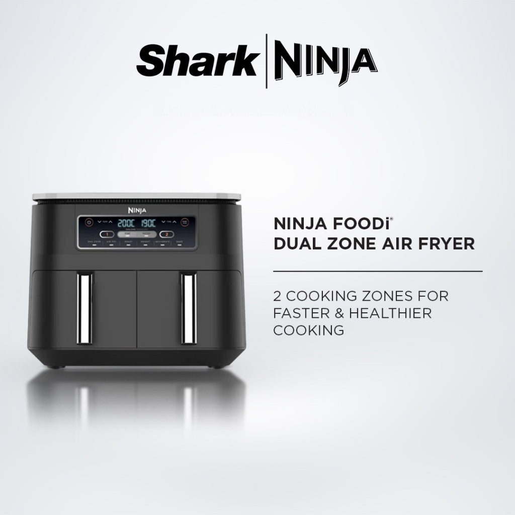 Ninja AF300 Foodi DualZone 6-in-1 Digital Air Fryer, 7.6L, No Oil, Crisp, Roast, Bake, Reheat, Dehydrate, Non-Stick