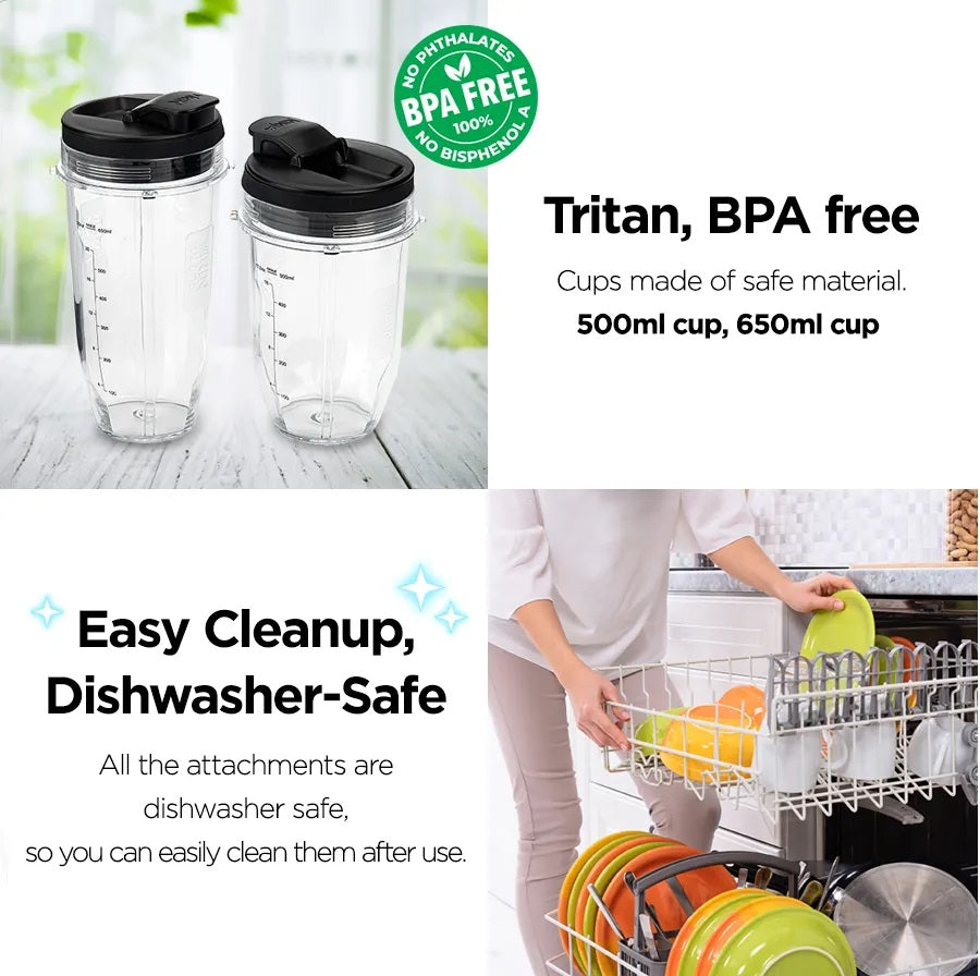 Ninja BL450 Personal Blender,Pro-Extractor Blades,2 On the Go Cups,500ml & 600ml,BPA Free,Recipe Book & powerful 900W