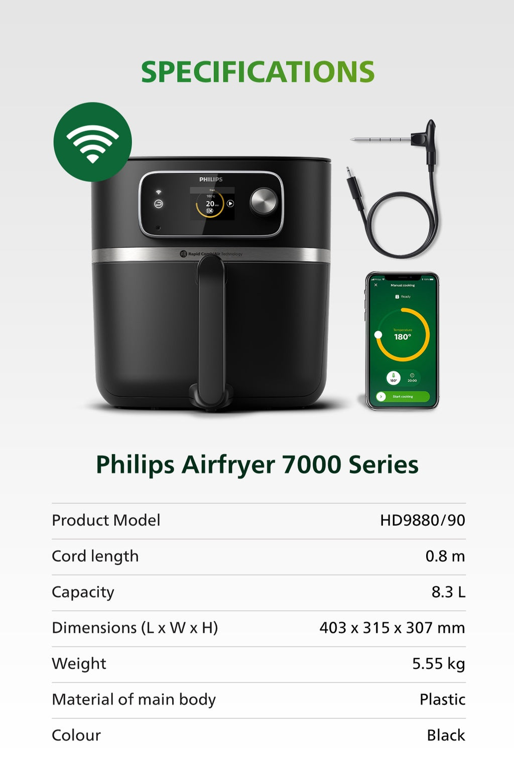 Philips HD9880/90 Airfryer Combi XXL Connected 7000 Series 8.3L