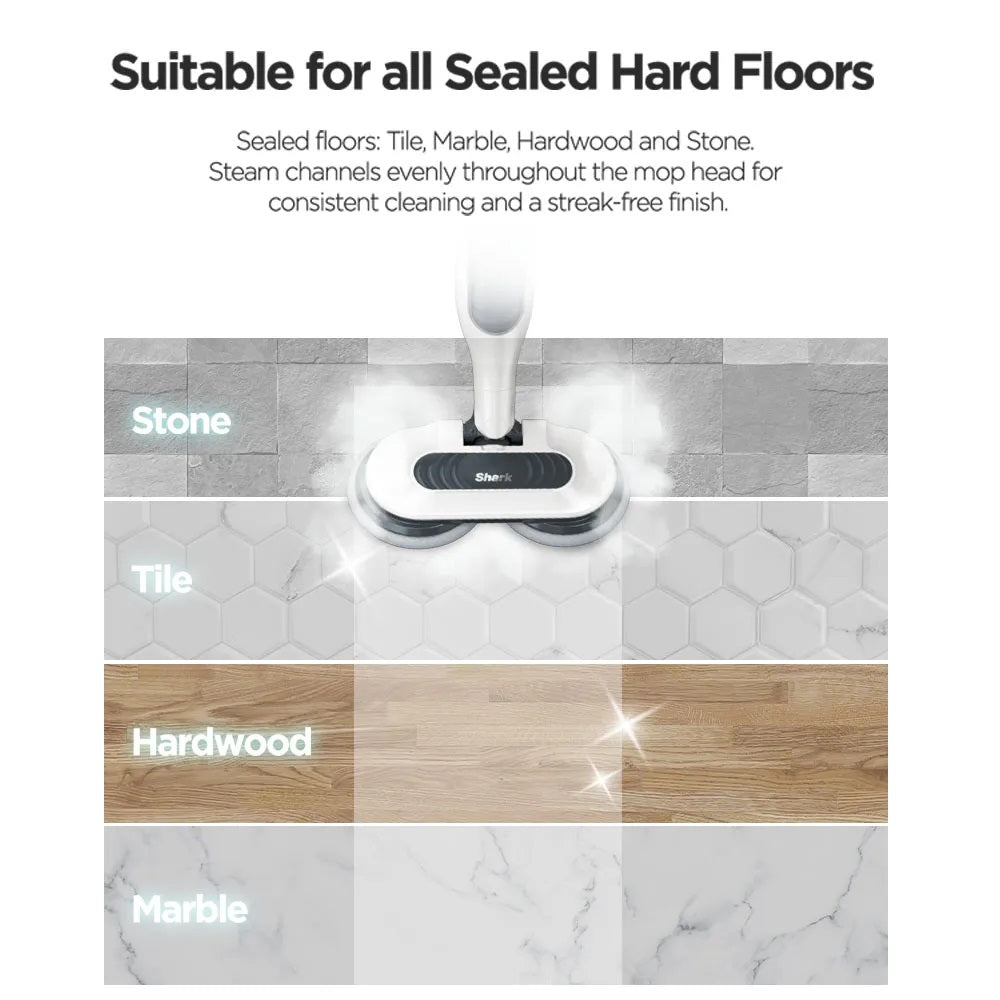 Shark S7001 Steam & Scrub Mop, Clean & Sanitize Floor at the same time, 4 Machine Washable Scrubbing Pads, Lightweight