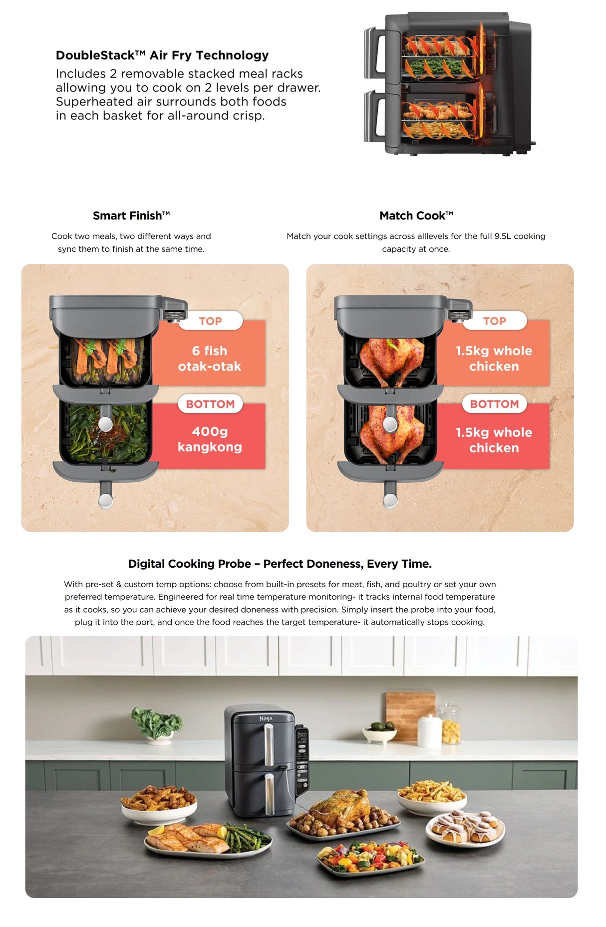 Ninja SL451SM | SL451 Double Stack XL Air Fryer 9.5L