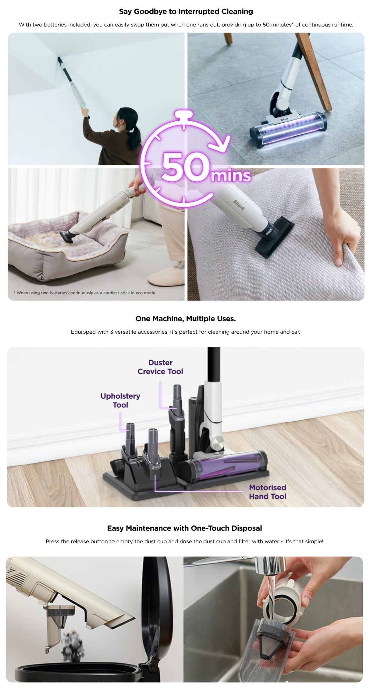 Shark LC200SMIV | LC200 EvoPower System NEO Cordless Stick Vacuum 1.5kg Ideal For Pets