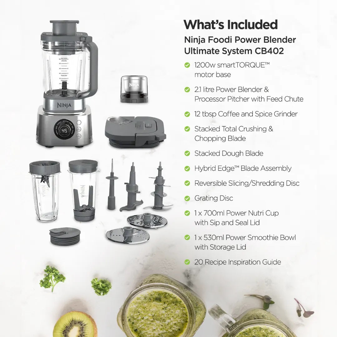 Ninja CB402 Foodi 5 in 1 Power Blender & Food Processor + XL Smoothie Maker & Nutrient Extraction Cup, 1200W motor