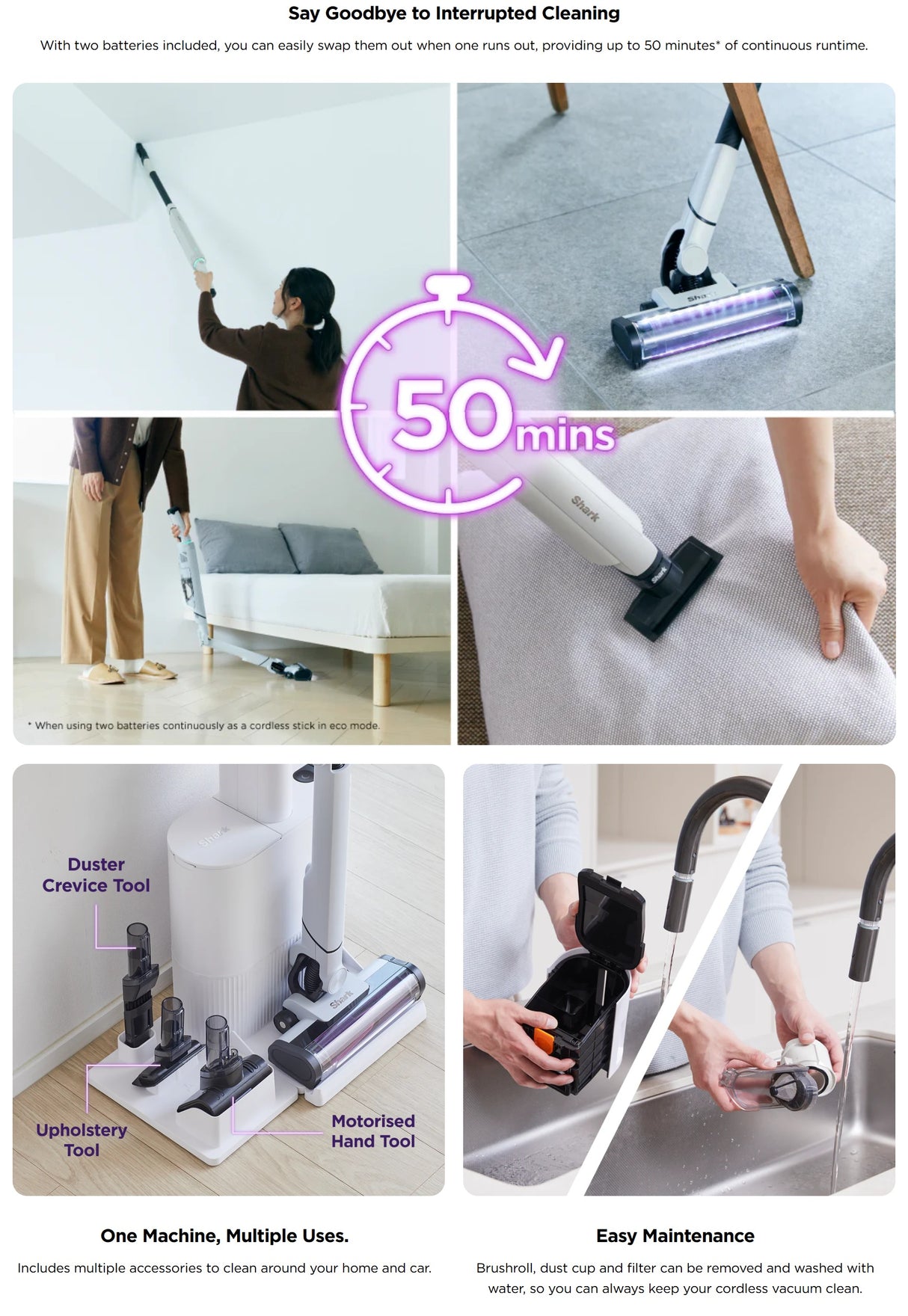 Shark LC351SMWH | LC351 EvoPower System NEO+ Cordless Vacuum with Auto Empty Dock 1.7kg, Ideal for Pets