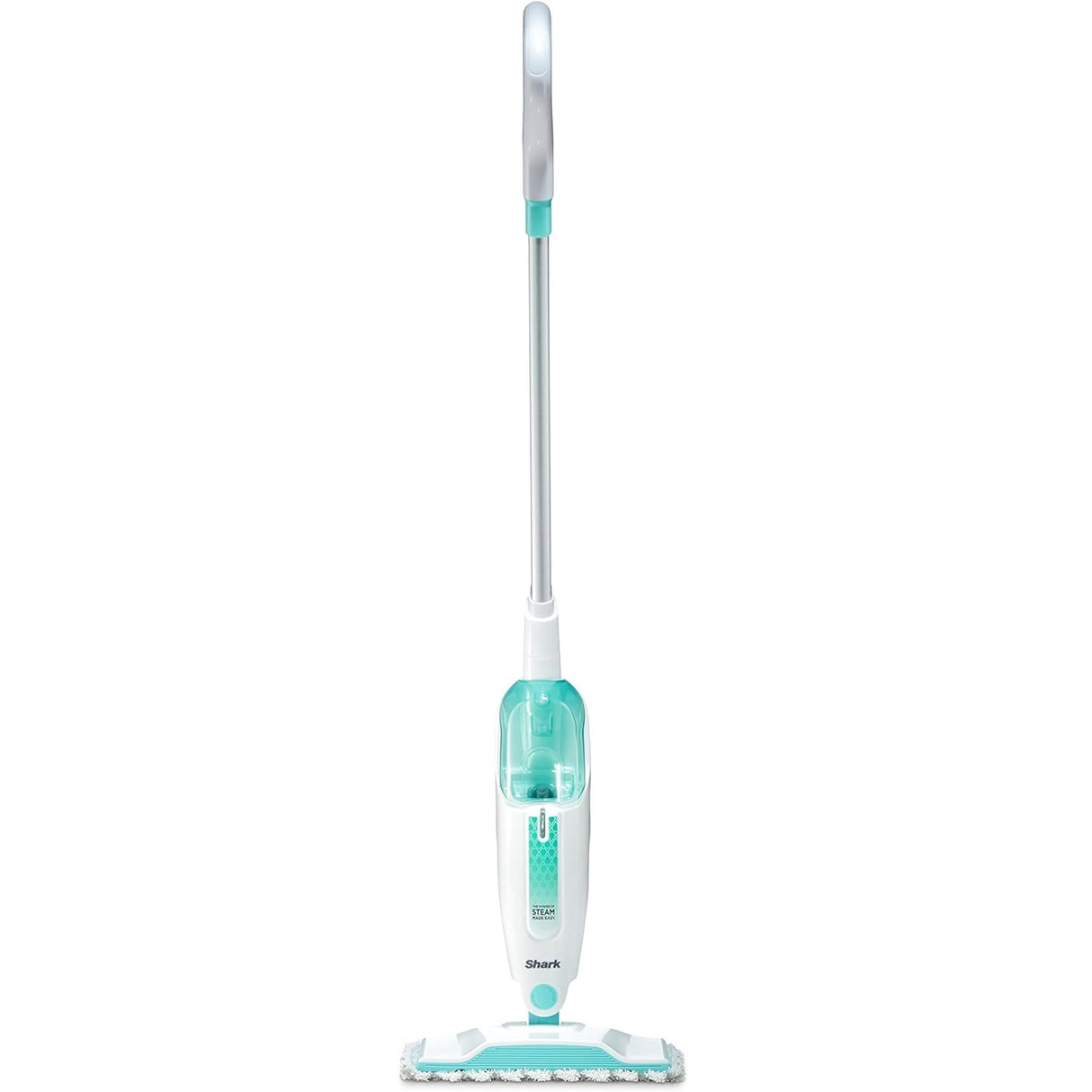 Shark S1000 Steam Mop 375ml, Floor cleaning mop with 2 Dirt Grip Pads, Lightweight, Safe for all Sealed Hard Floors like Tile, Hardwood, Stone, Laminate, Vinyl & More, Machine Washable Pads, Removable Water Tank, White/Seafoam