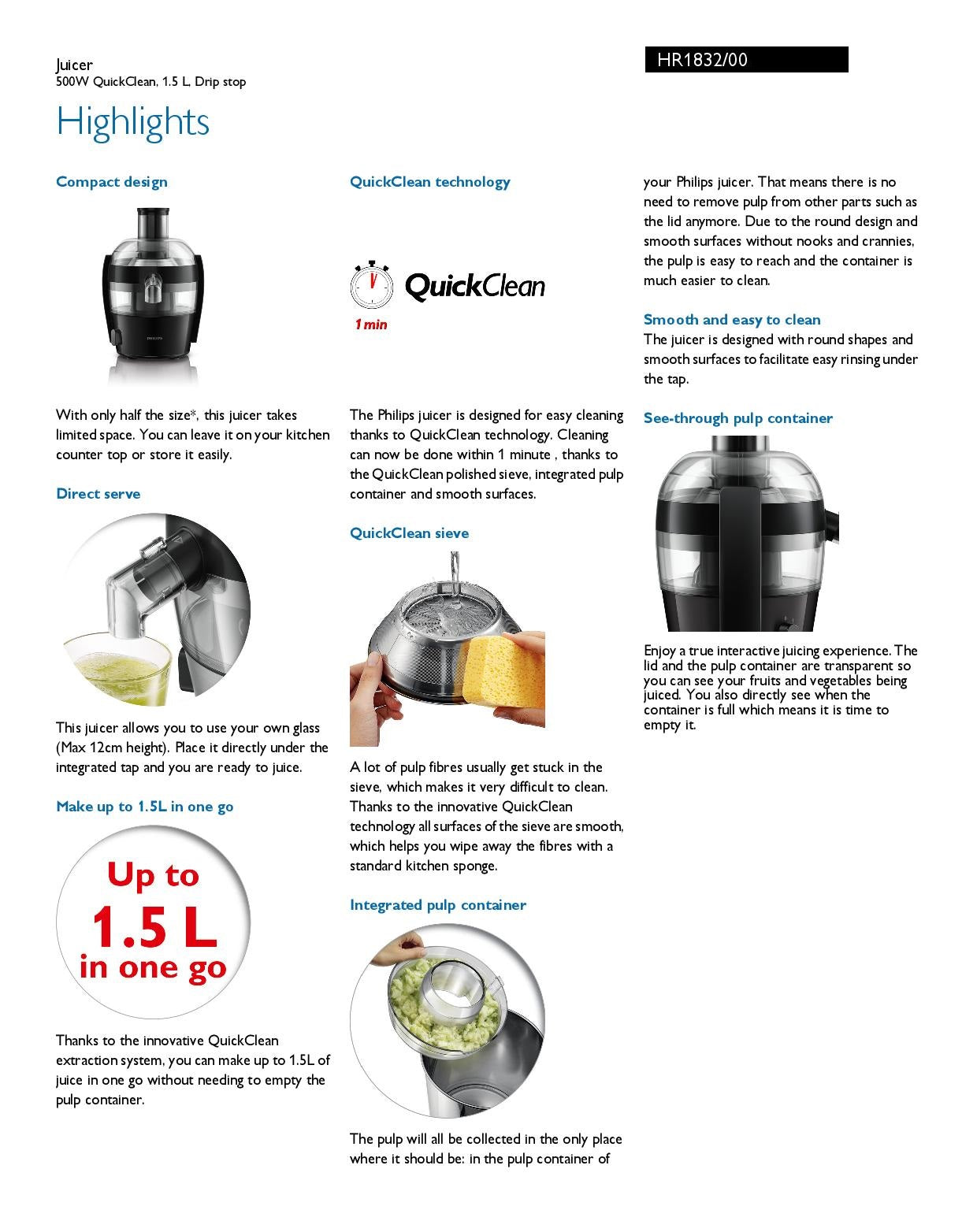 Philips HR1832 Viva Collection Juicer