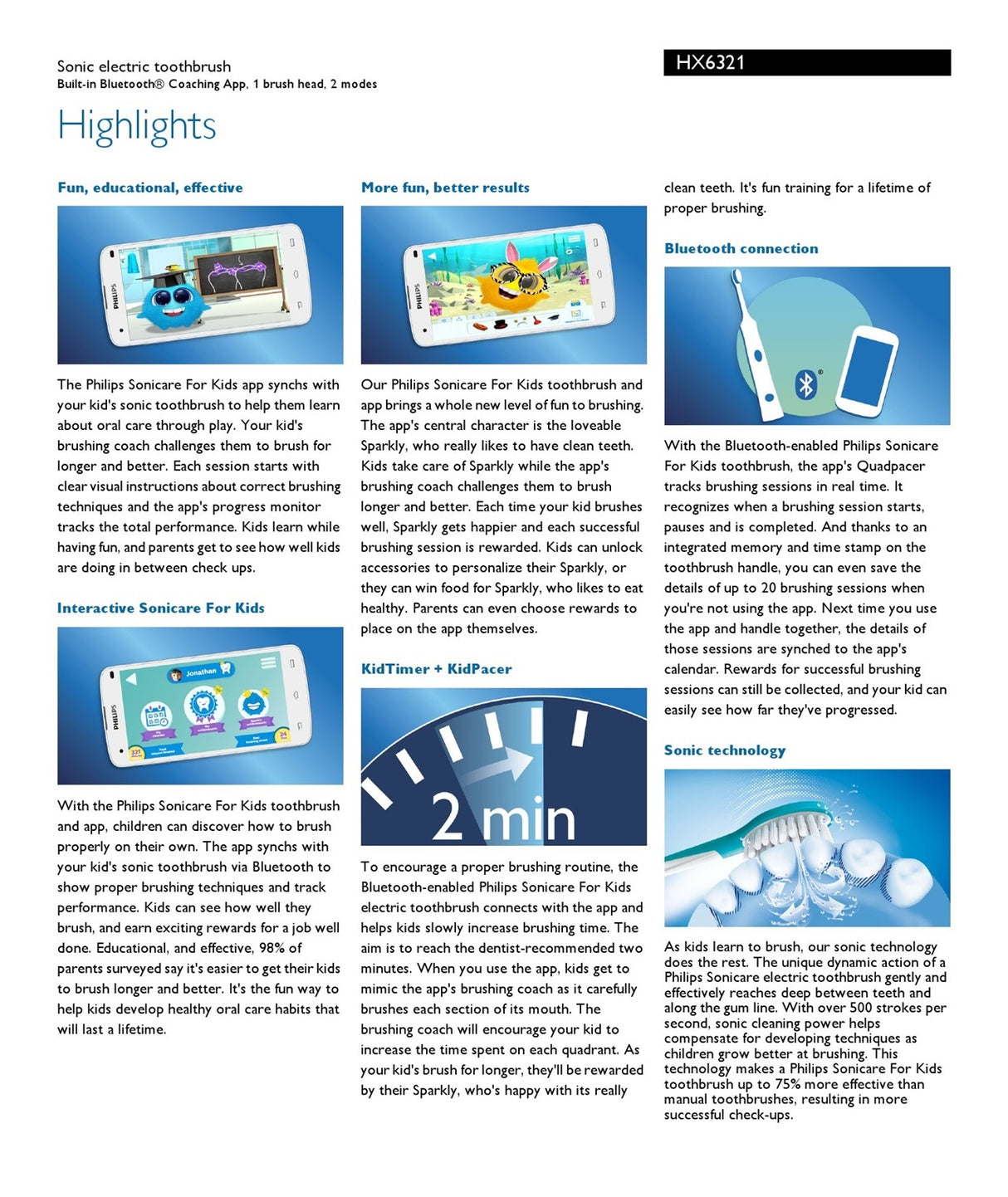 Philips HX6321 Sonicare For Kids with BlueTooth Coaching App