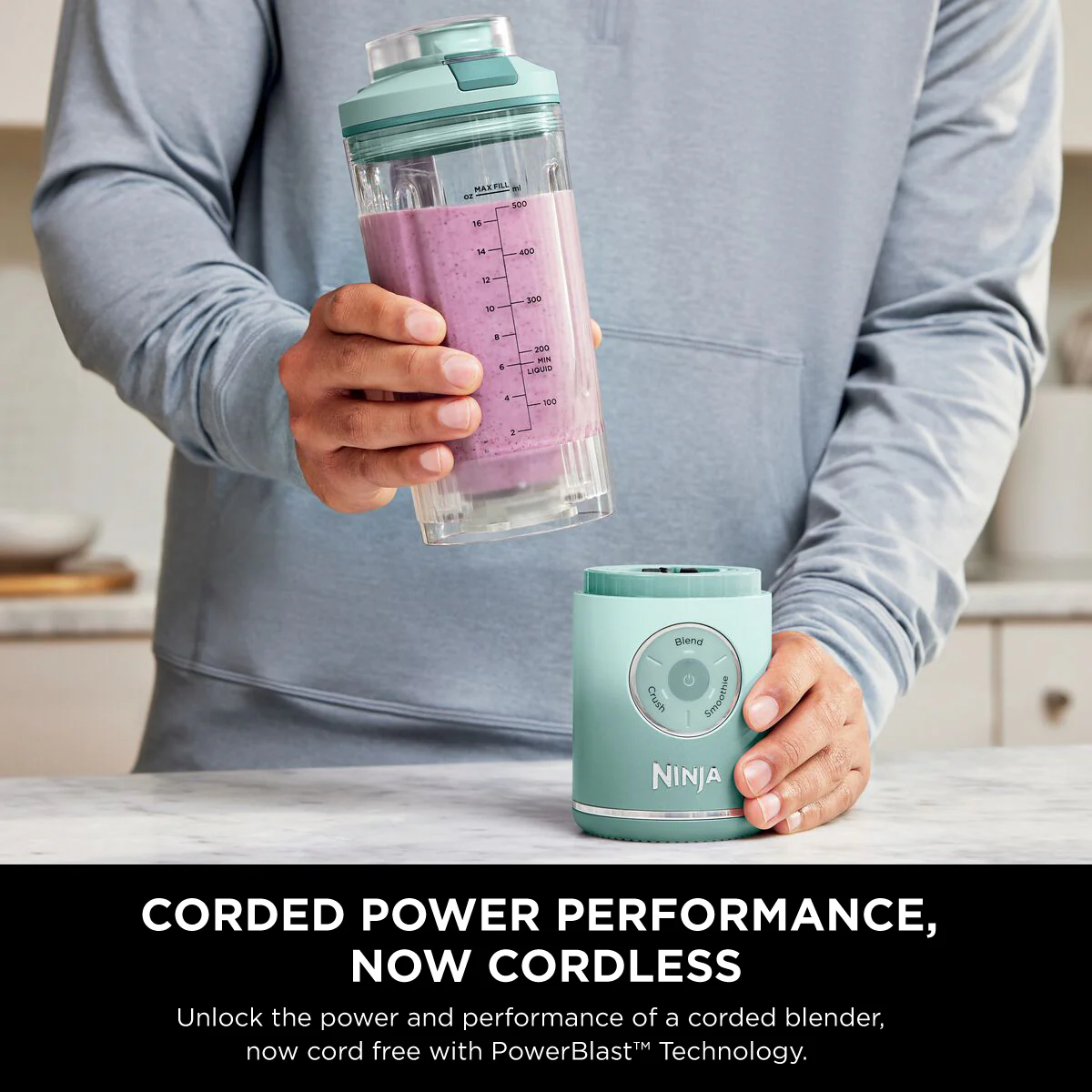 Ninja BC251SM | BC251 Blast Max Portable Blender, 650ml, Rechargeable, Crushes Ice, lightweight, BPA Free