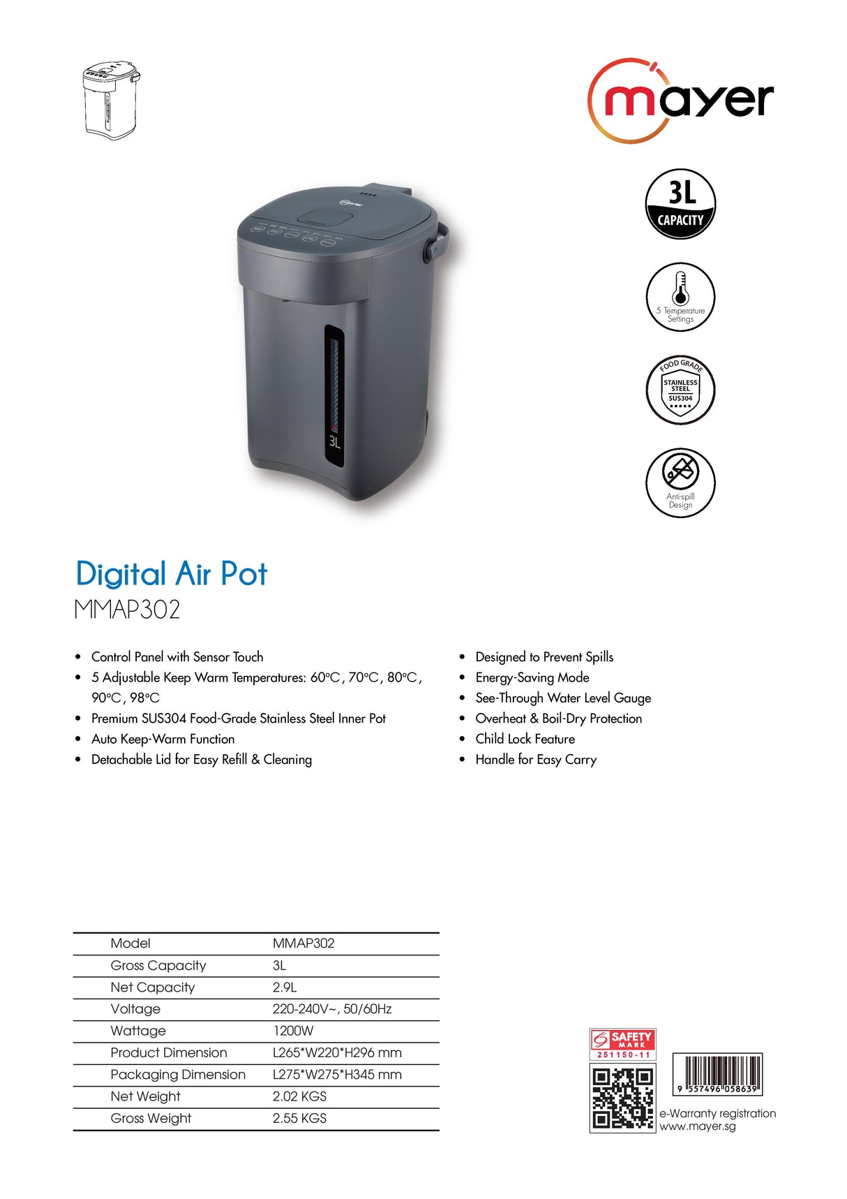 Mayer MMAP302 Digital Airpot 3L