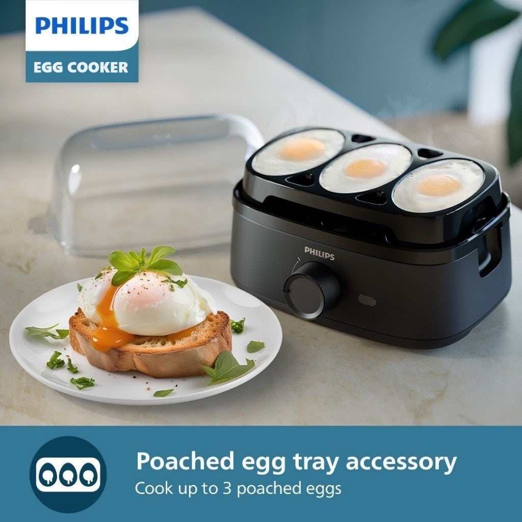 Philips HD9137/91 Electric Egg Cooker 3000 Series , 400W, Poached, Soft, Medium, Hard Boil, 6 Eggs Capacity, Egg Piercer Accessories