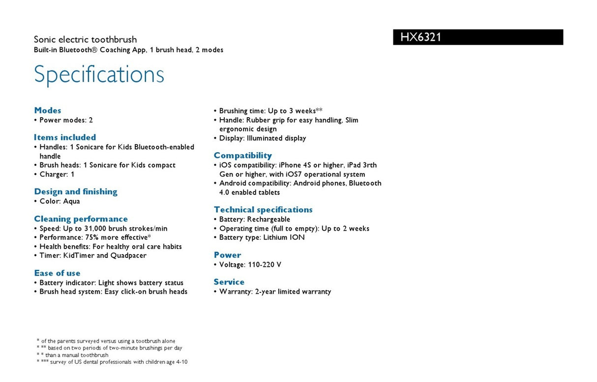 Philips HX6321 Sonicare For Kids with BlueTooth Coaching App