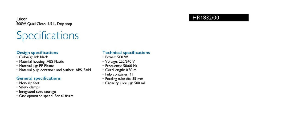 Philips HR1832 Viva Collection Juicer