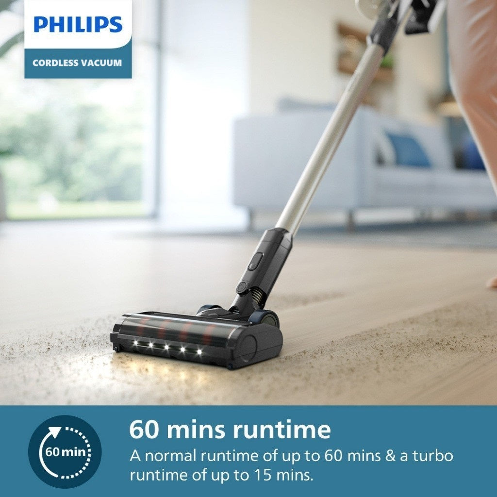 Philips XC3031/61 Cordless Vacuum 3000 Series – Lightweight 1.5kg, LED Nozzle, 3 Layer Filtration, Digital Motor