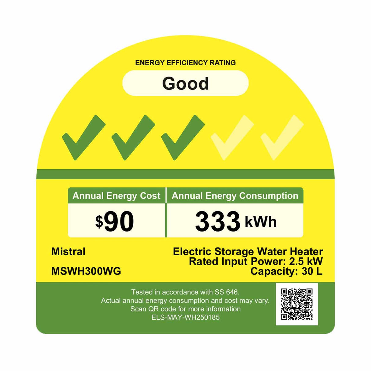 Mistral MSWH300WG Storage Water Heater 30L