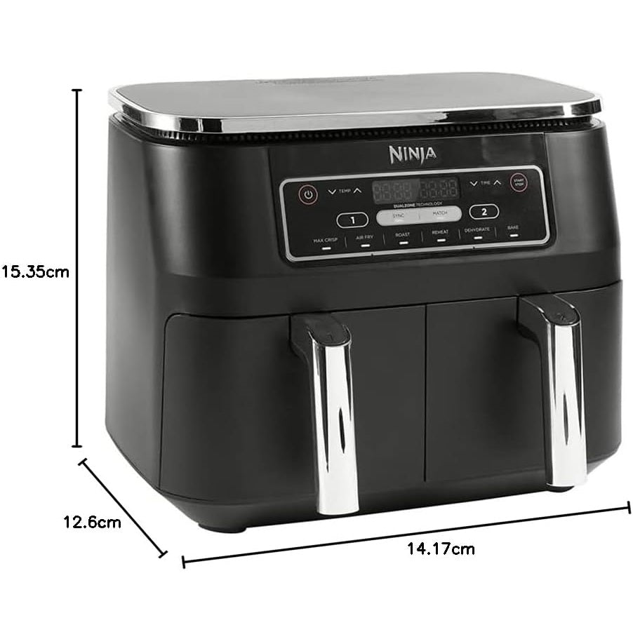 Ninja AF300 Foodi DualZone 6-in-1 Digital Air Fryer, 7.6L, No Oil, Crisp, Roast, Bake, Reheat, Dehydrate, Non-Stick