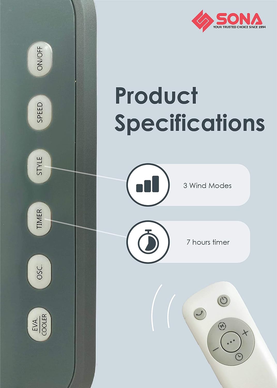 Sona SAC 6305 Evaporative Remote Air Cooler 5L