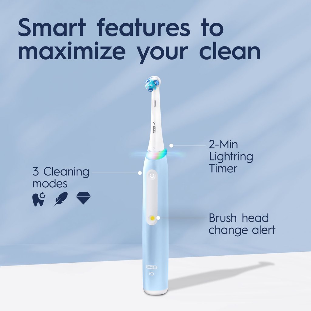 Oral-B IO Series 3 Electric Toothbrush iO3 3-Modes Refill Change Indicator Ultimate Clean Blue Powered by Braun