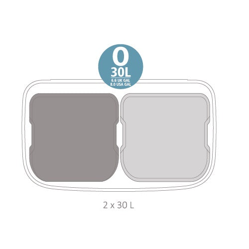 Brabantia Bo Touch Bin Hi with 2 Inner Bucket, 2 x 30 Litres - BBT 130601 | BBT 130625