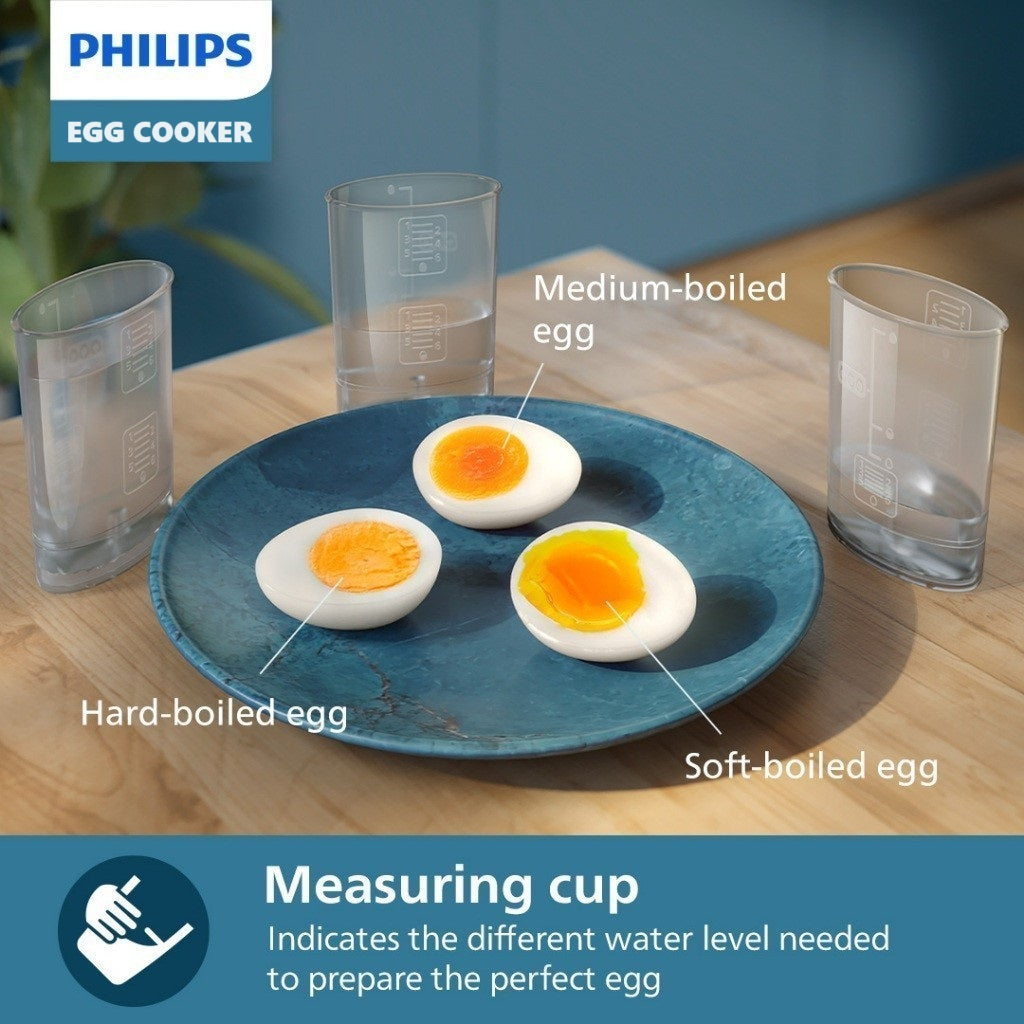 Philips HD9137/91 Electric Egg Cooker 3000 Series , 400W, Poached, Soft, Medium, Hard Boil, 6 Eggs Capacity, Egg Piercer Accessories