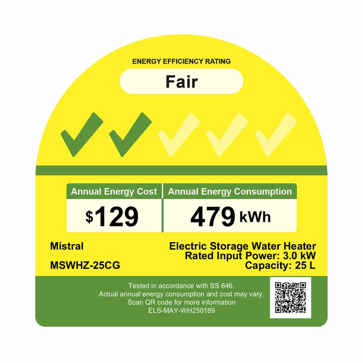 Mistral MSWHZ-25CG Storage Water Heater 25L