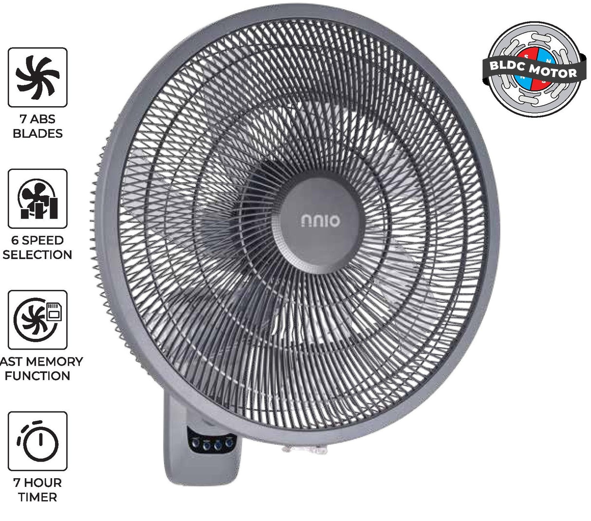 NNIO N1830DCWFR BLDC Wall Fan with Remote 18 Inch