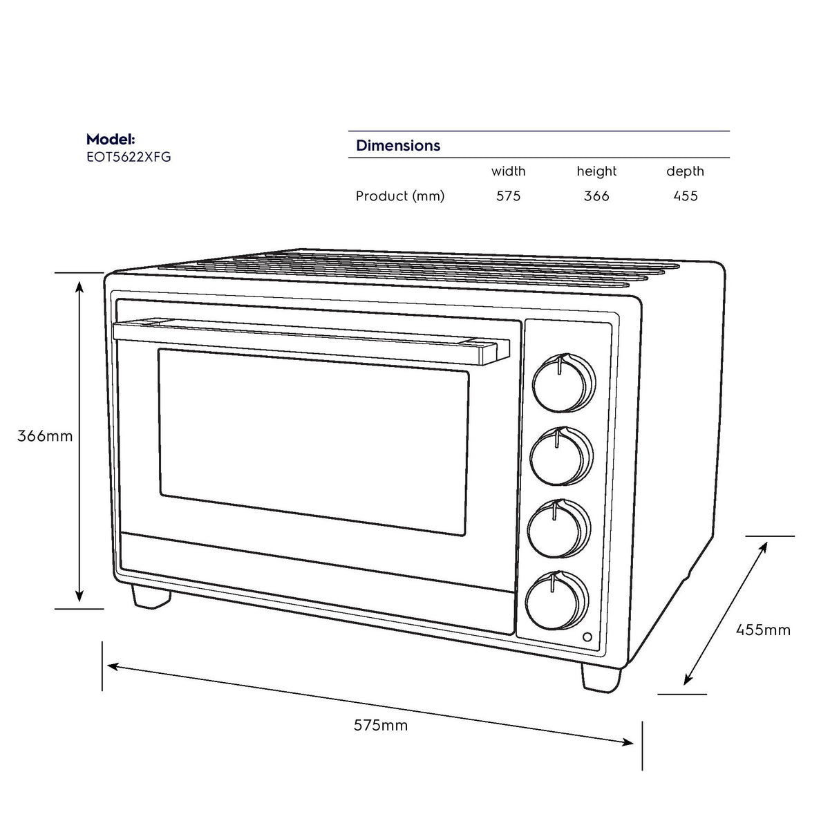 Electrolux EOT5622XFG 4-in-1 Electric Oven 56L