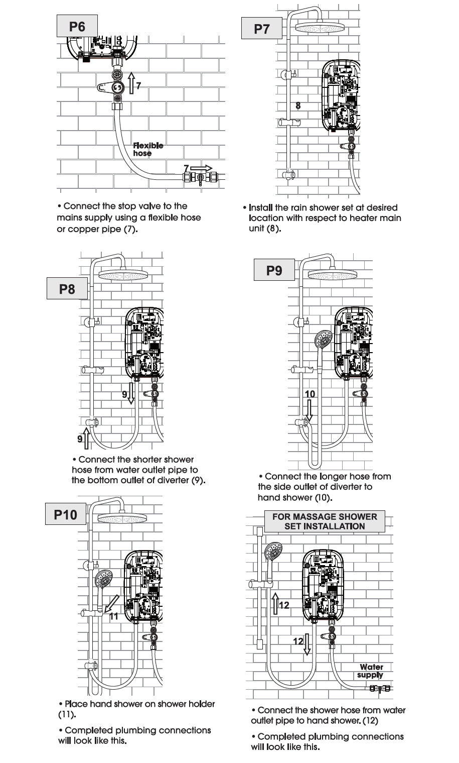 Champs Legend Electric Instant Shower Heater Massage Shower Set
