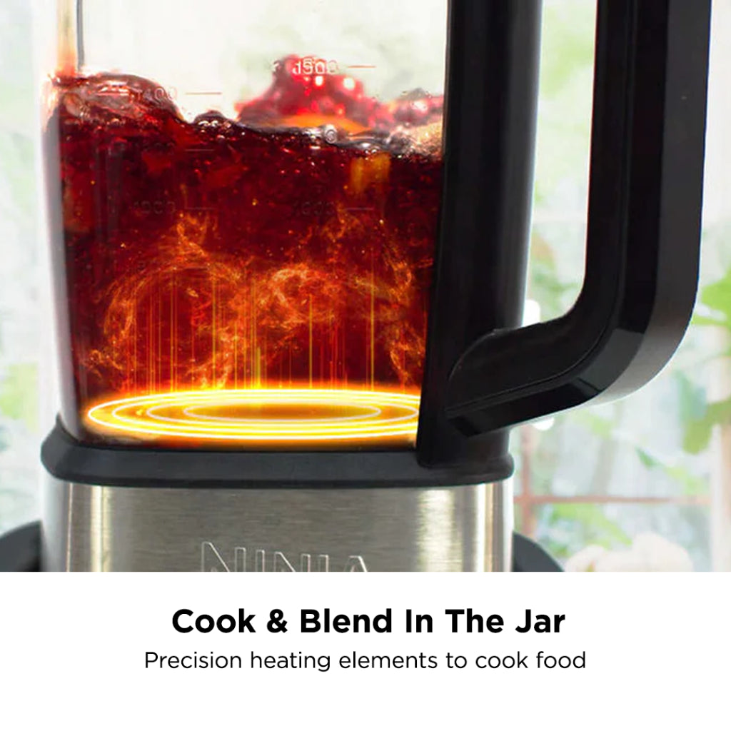 Ninja HB150 Foodi Blender & Soup Maker, 10 Auto-iQ Programs, 1.7L Glass Jug, Hot & Cold Blender, Cleaning Program 1000W