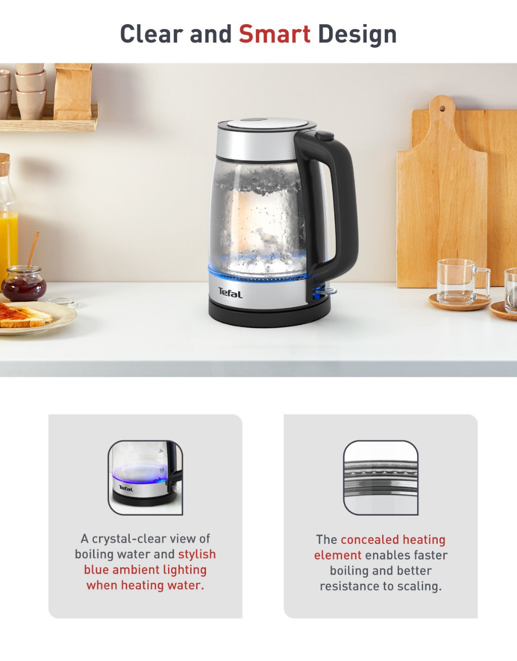 Tefal KI6058 Glass Kettle 1.7L