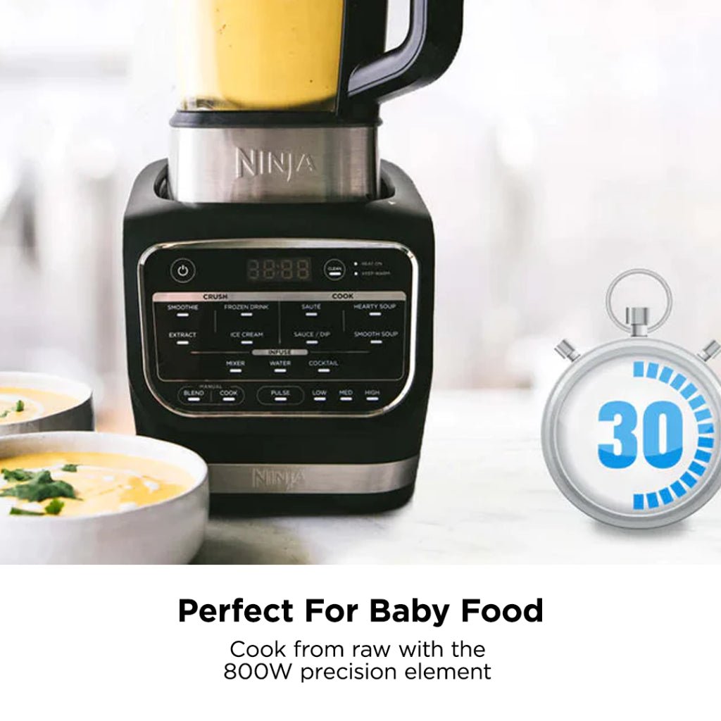 Ninja HB150 Foodi Blender & Soup Maker, 10 Auto-iQ Programs, 1.7L Glass Jug, Hot & Cold Blender, Cleaning Program 1000W