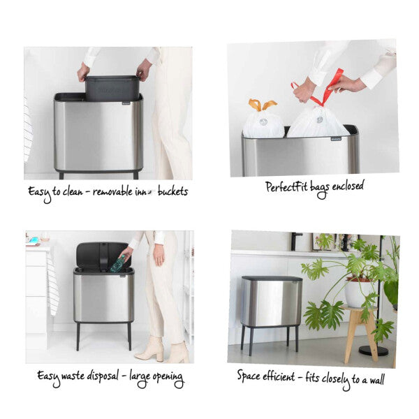 Brabantia Bo Touch Bin with 2 Inner Buckets 11 + 23L - BBT 313547 | BBT 316142 | BBT 316203