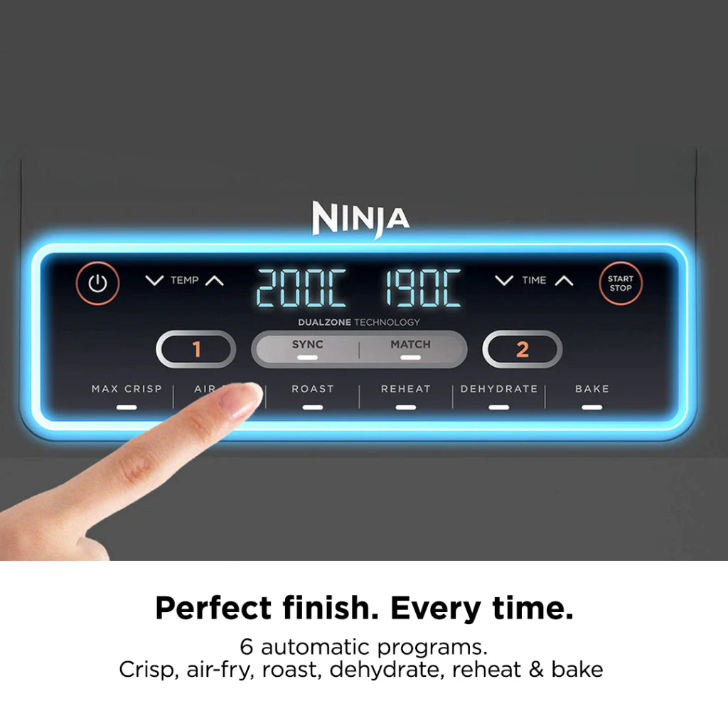 Ninja AF300 Foodi DualZone 6-in-1 Digital Air Fryer, 7.6L, No Oil, Crisp, Roast, Bake, Reheat, Dehydrate, Non-Stick