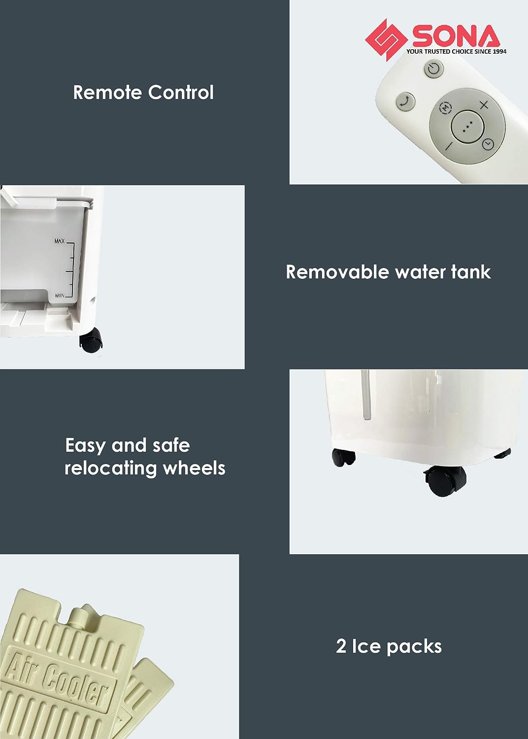 Sona SAC 6305 Evaporative Remote Air Cooler 5L