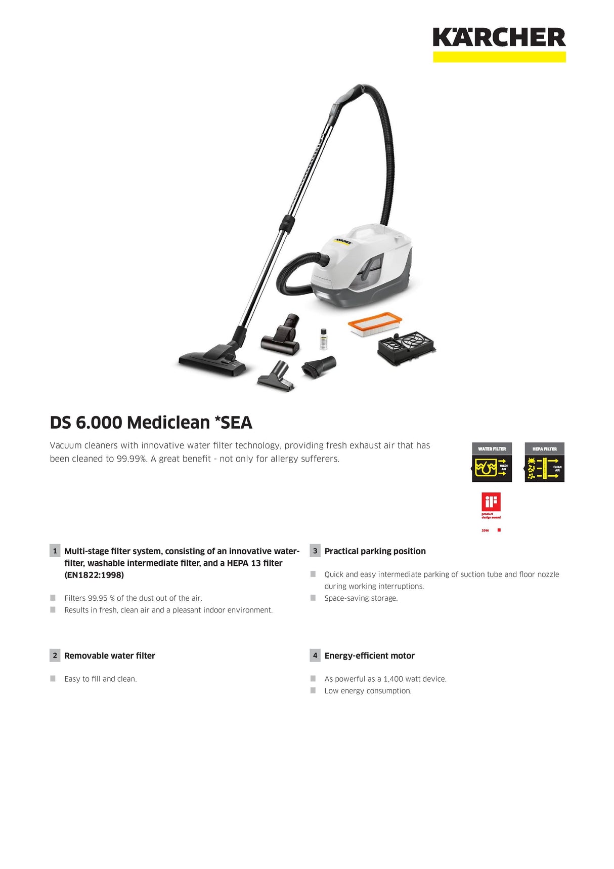 Karcher DS6 | DS 6 Water filter Vacuum Cleaner 650W