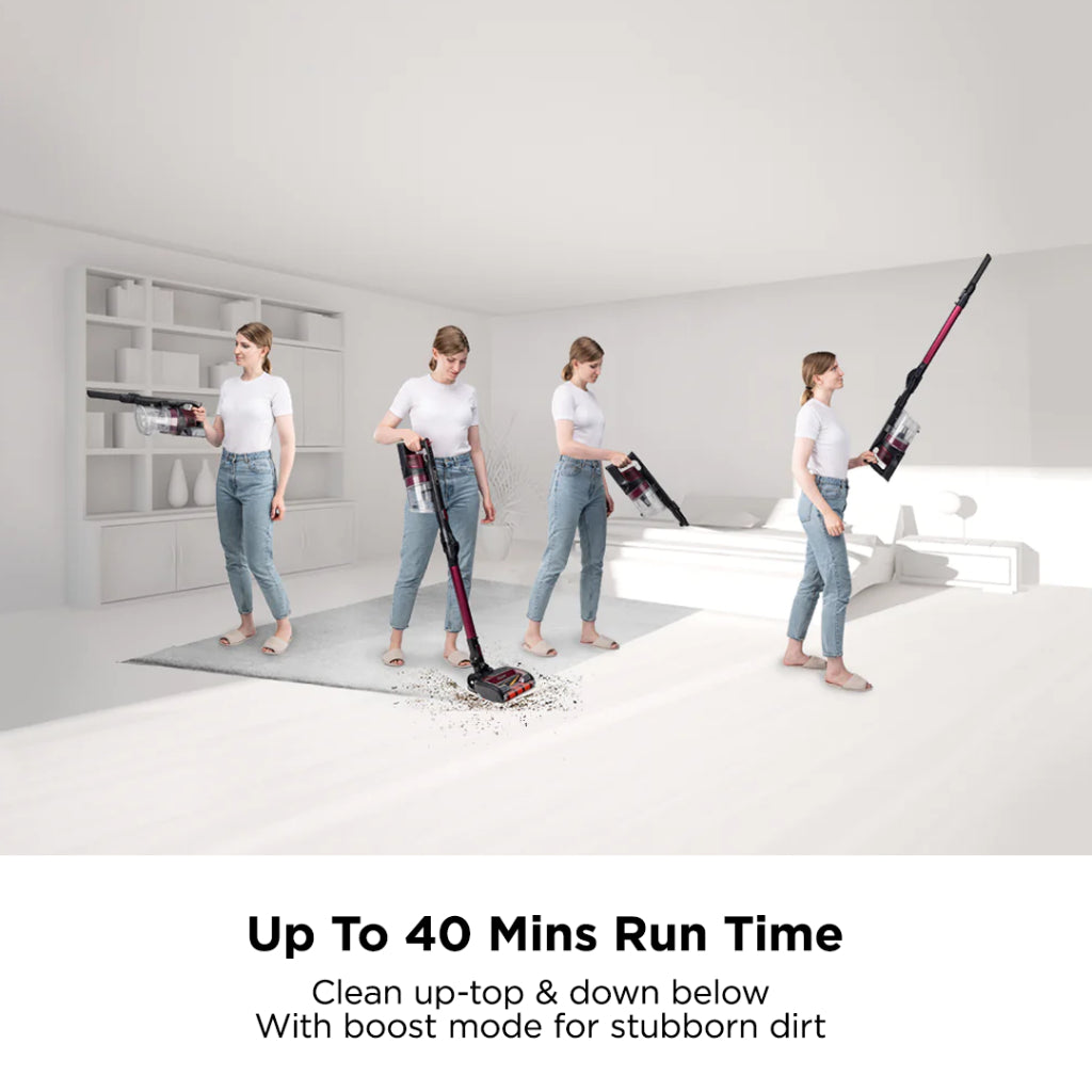 Shark IZ202 Cordless Stick Vacuum Cleaner with Anti Hair Wrap, Up To 40 mins run-time, Self cleaning brush, LED lights