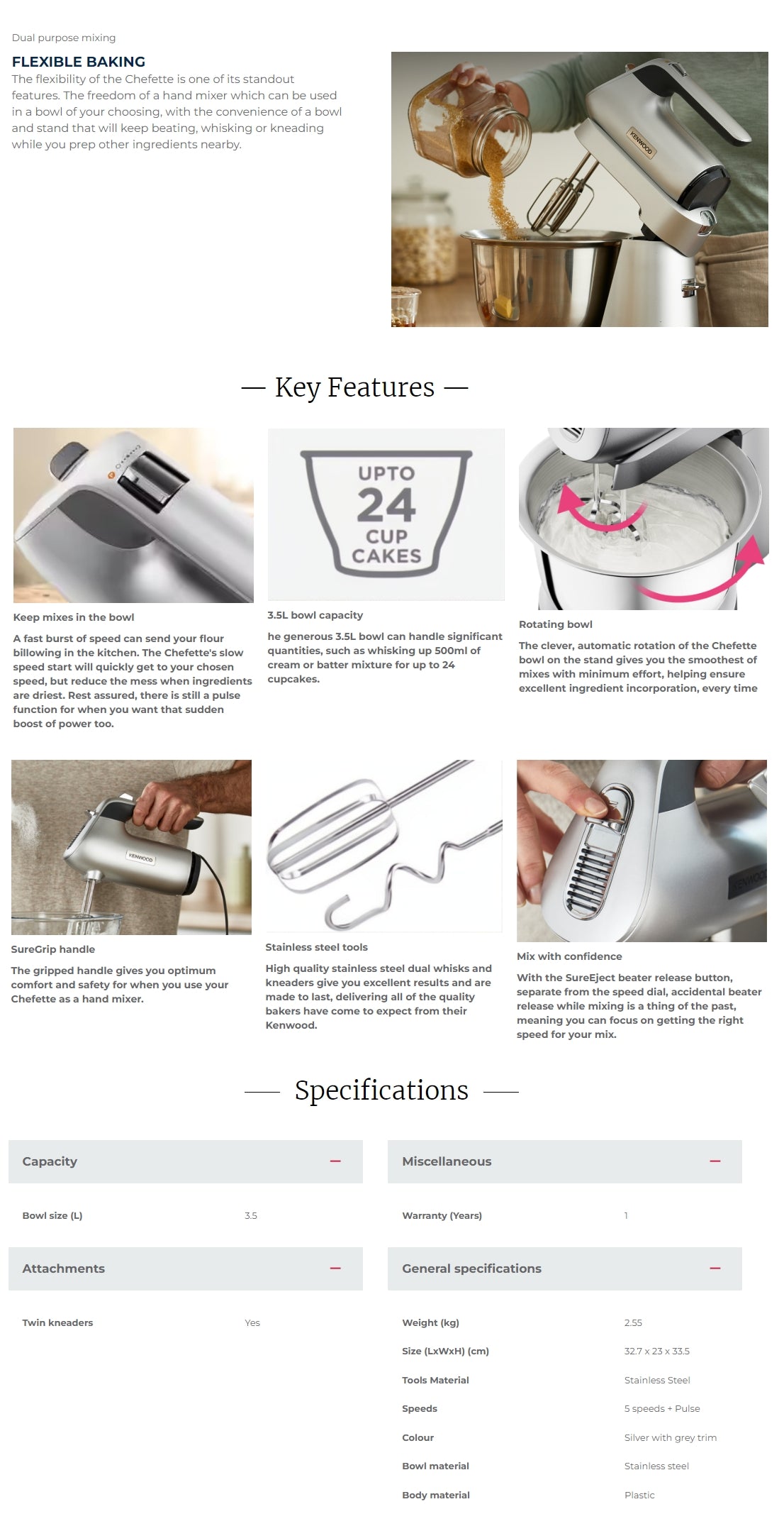 Kenwood HMP54.000SI Chefette Hand Mixer 3.5L