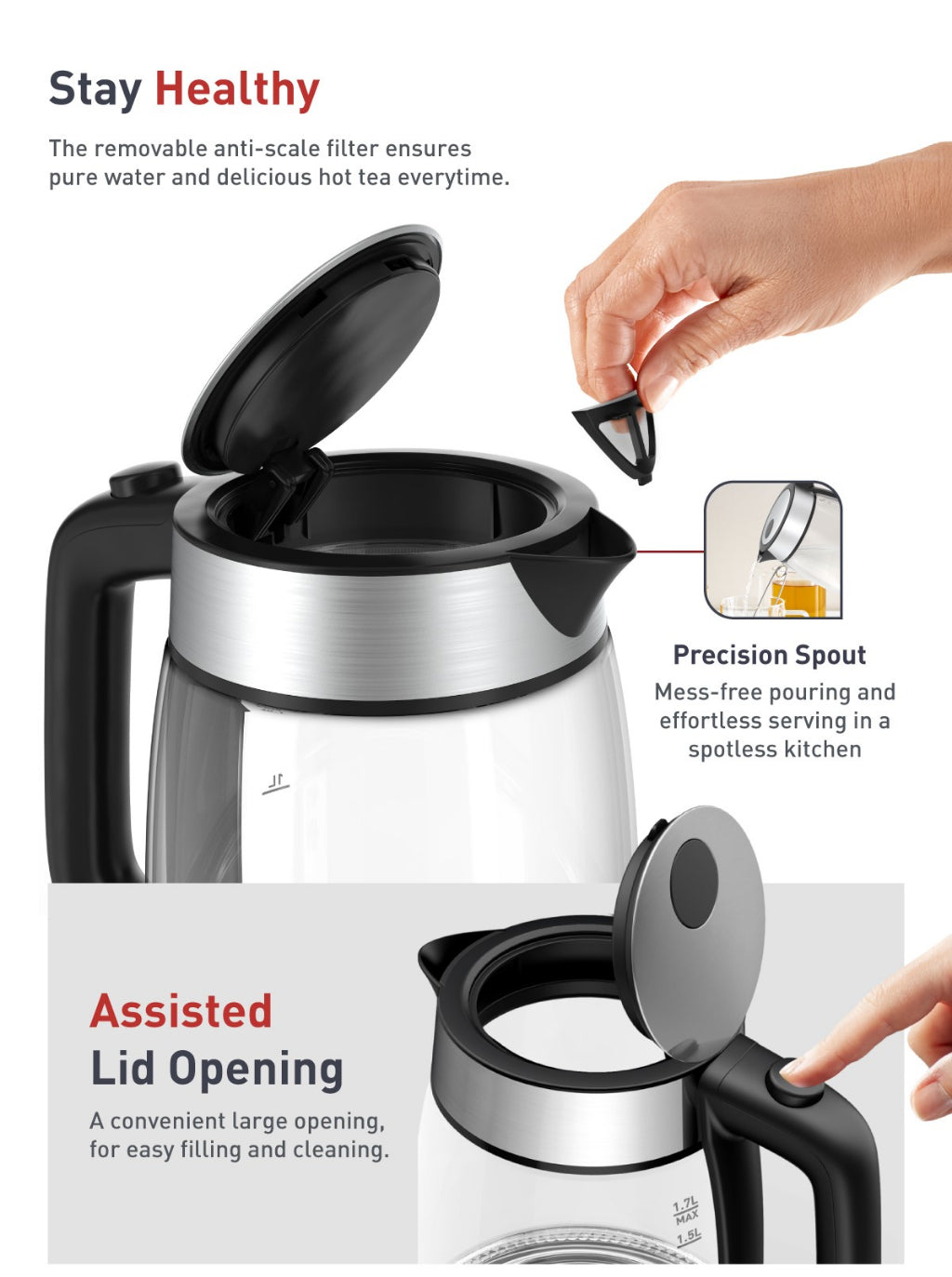 Tefal KI6058 Glass Kettle 1.7L