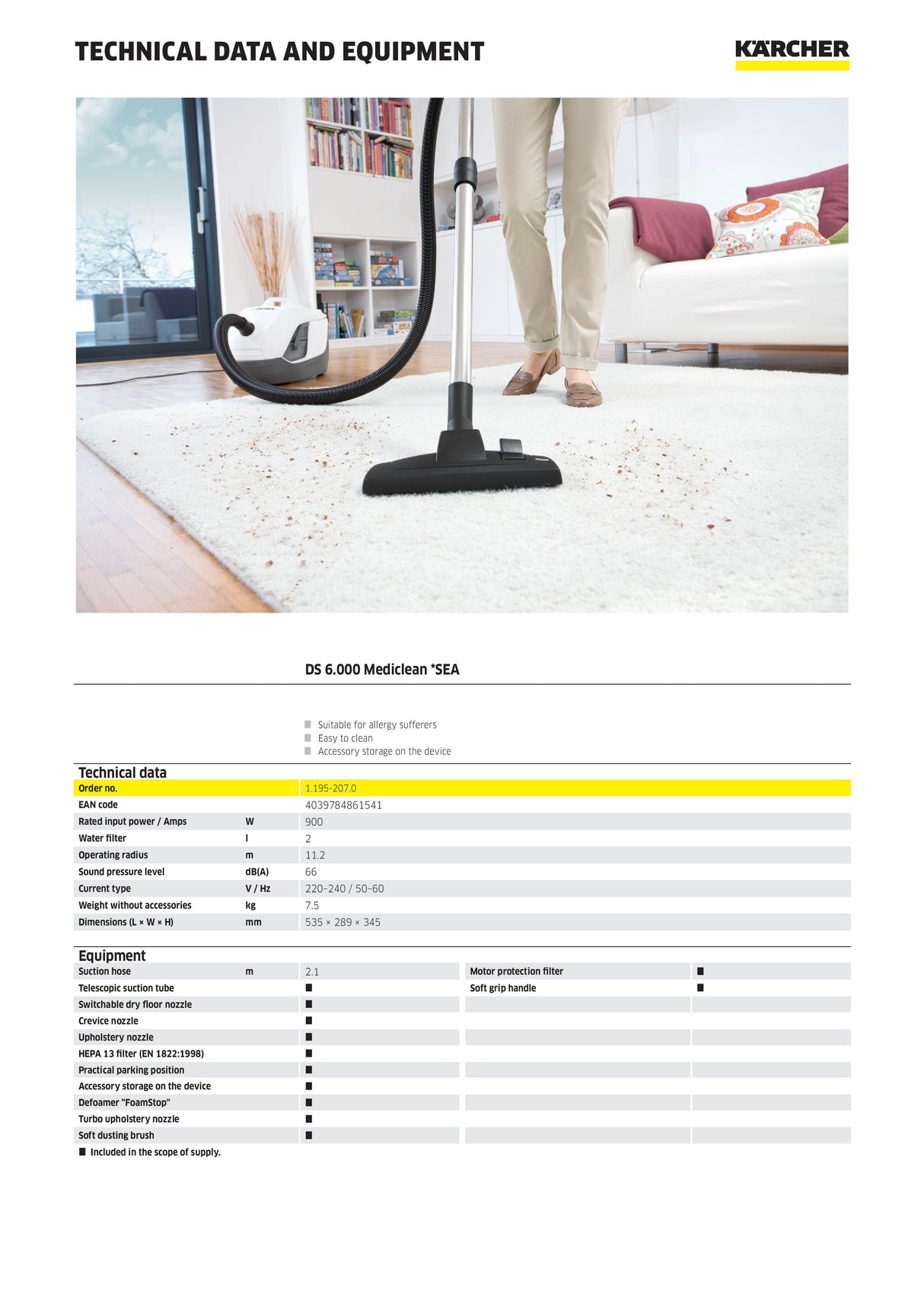 Karcher DS6 | DS 6 Water filter Vacuum Cleaner 650W