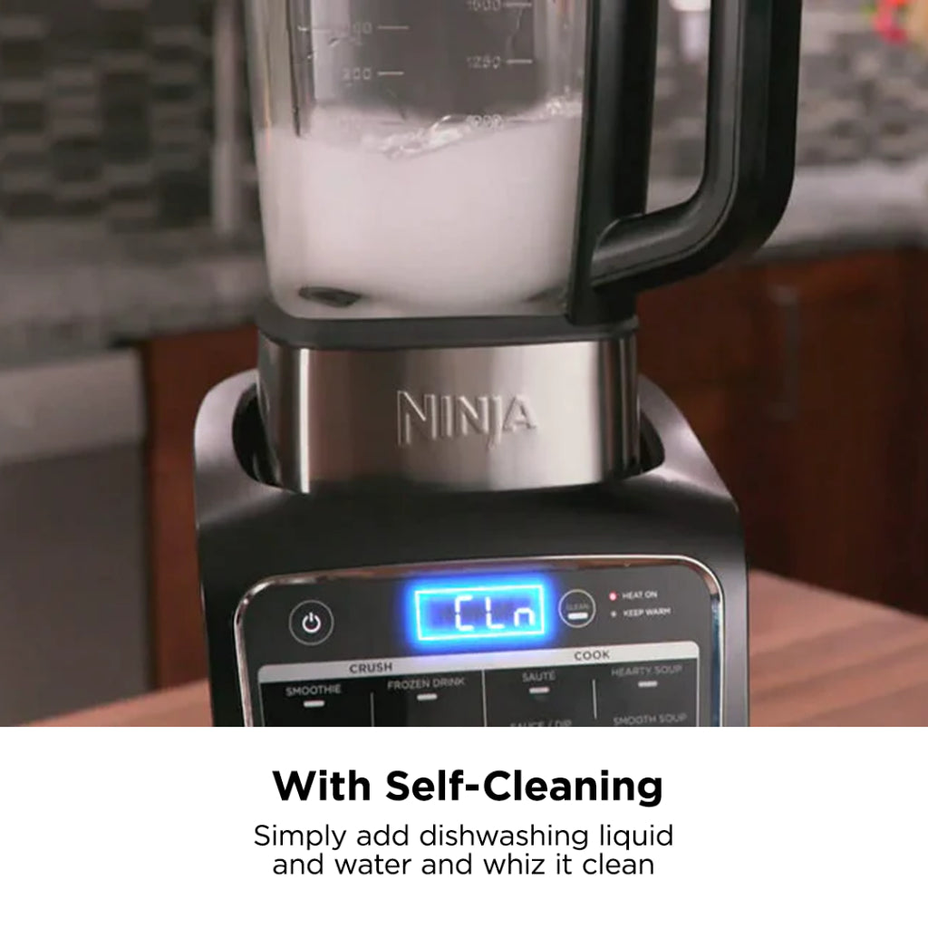 Ninja HB150 Foodi Blender & Soup Maker, 10 Auto-iQ Programs, 1.7L Glass Jug, Hot & Cold Blender, Cleaning Program 1000W