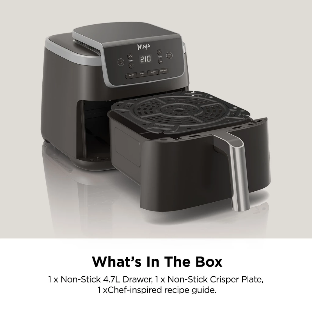 Ninja AF141 Air Fryer Pro 4.7L, AIRCRISP Technology, 4 programmable settings, Air Fry, Roast, Re-heat, Dehydrate