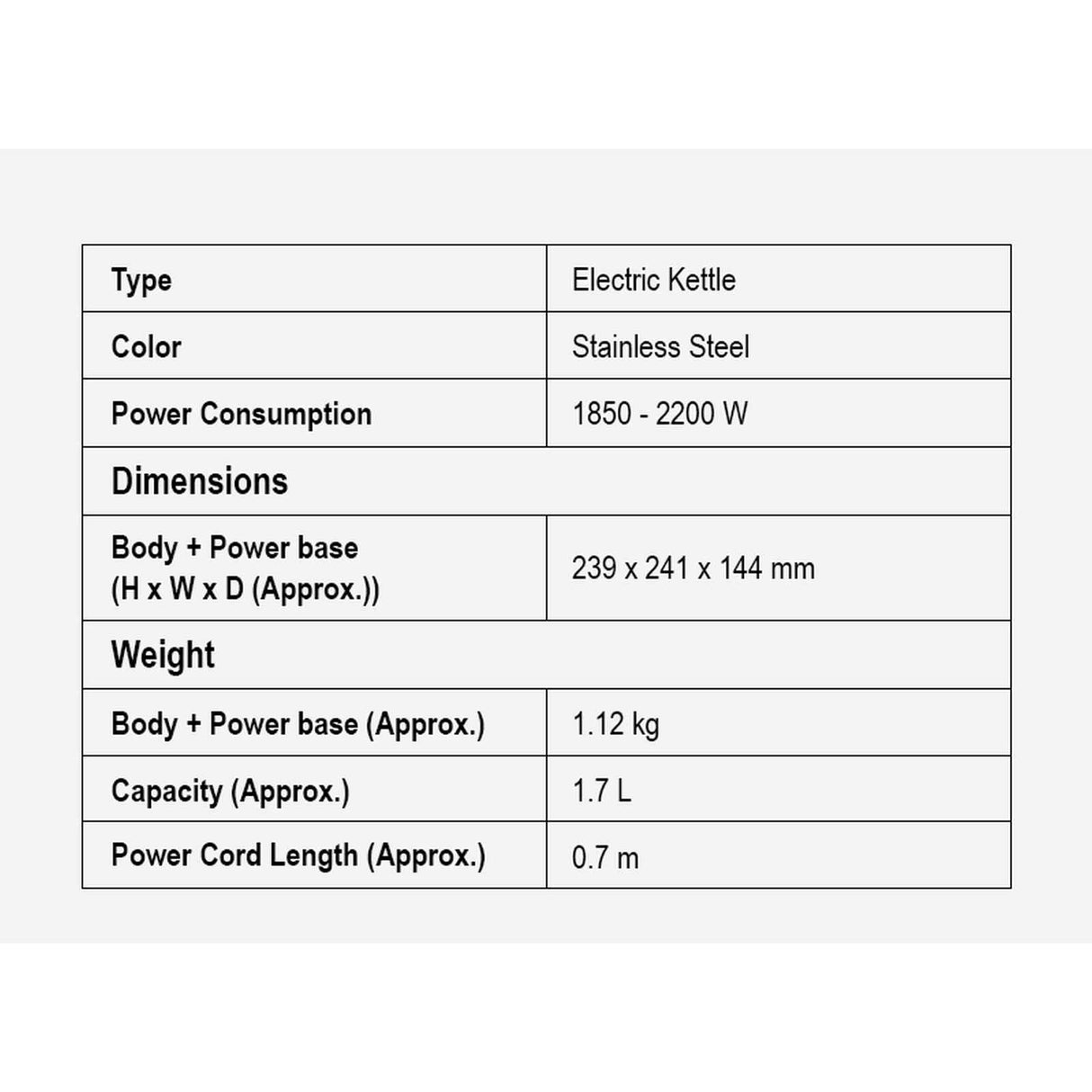 Panasonic NC-K301SSH SUS Electric Kettle 1.7L