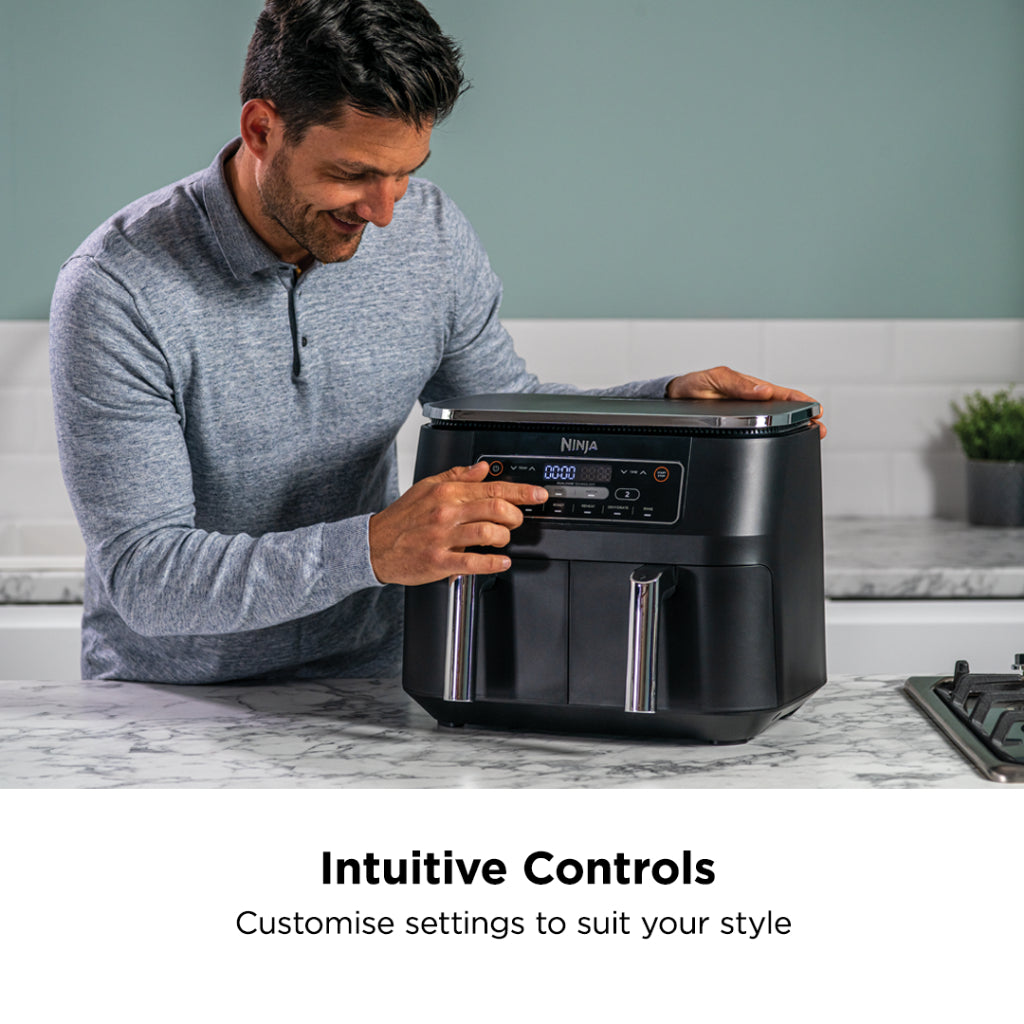 Ninja AF300 Foodi DualZone 6-in-1 Digital Air Fryer, 7.6L, No Oil, Crisp, Roast, Bake, Reheat, Dehydrate, Non-Stick