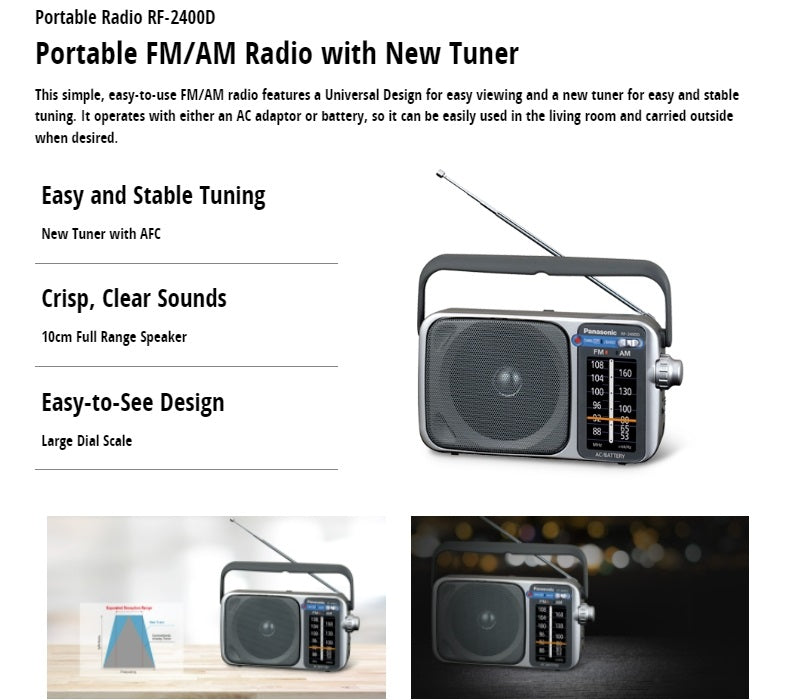 Panasonic RF-2400D Portable AM/FM Radio - Black