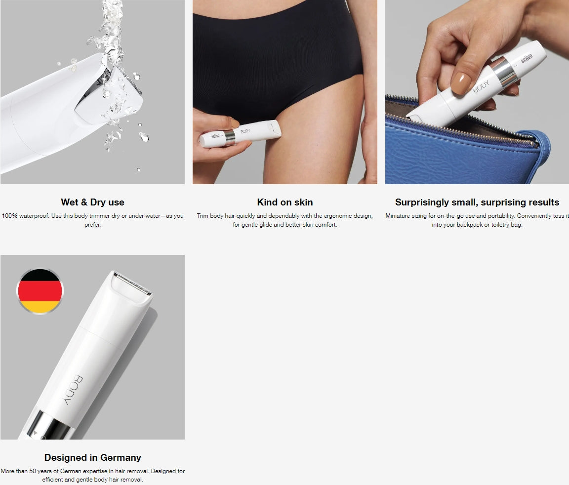 Braun BS1000 Body Mini Trimmer ,Wet & Dry With Trimming Comb