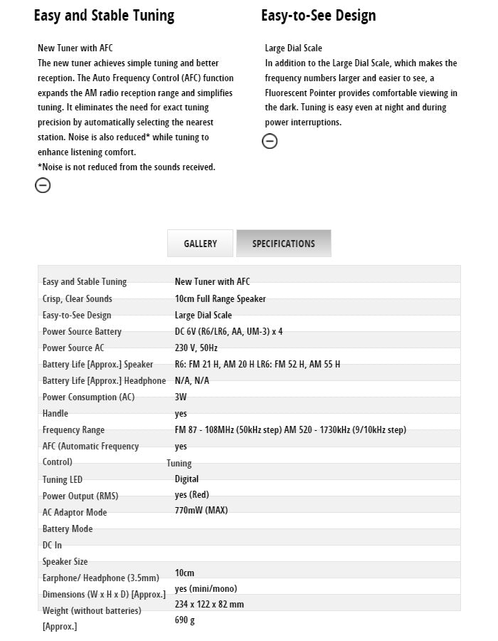 Panasonic RF-2400D Portable AM/FM Radio - Black