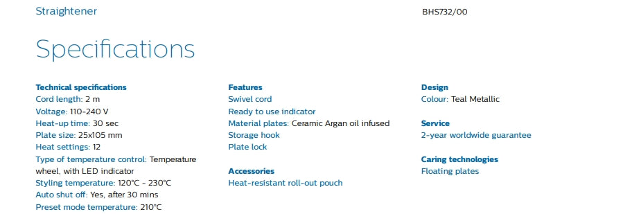 Philips BHS732/00 Hair Straightener 7000 Series