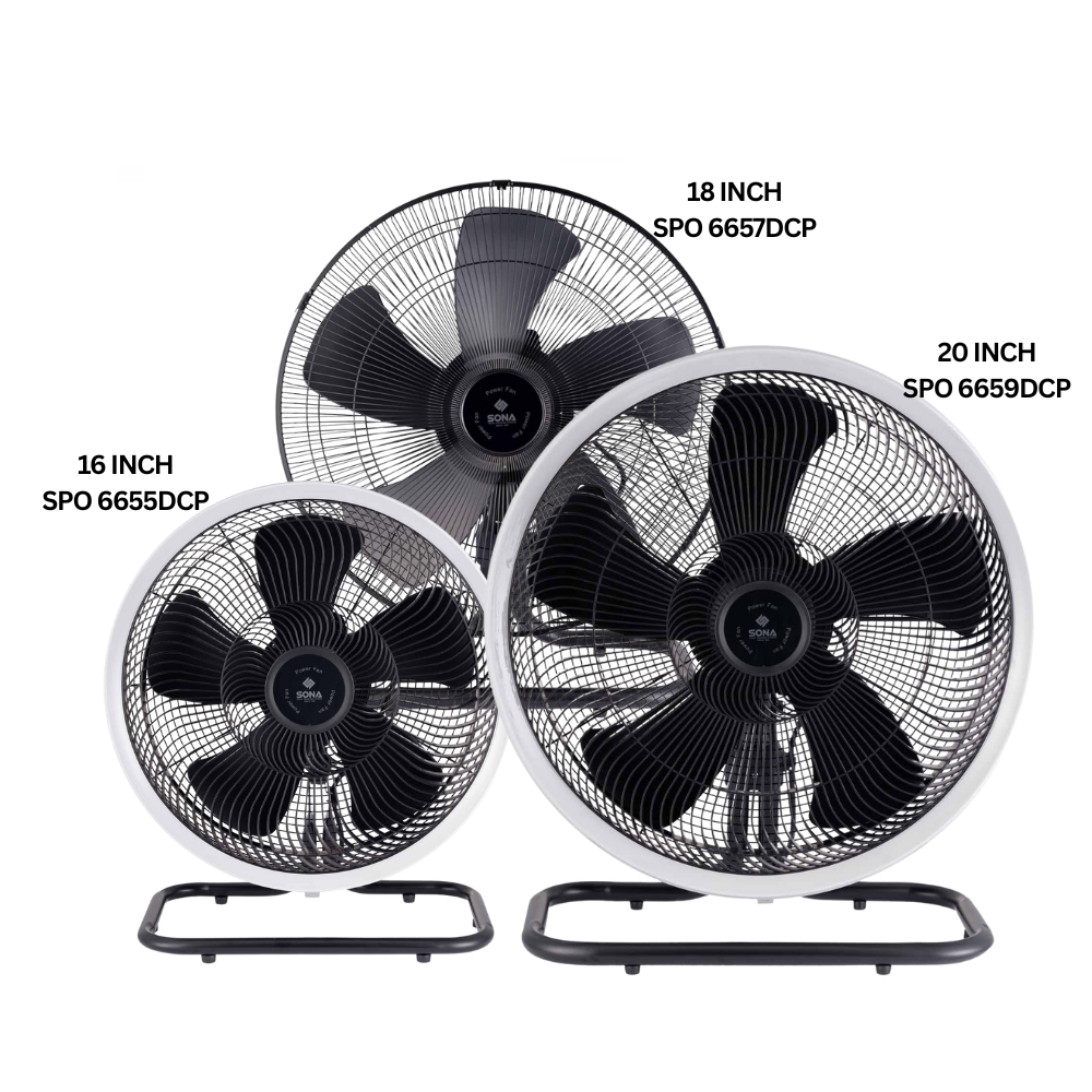 Sona SPO 6655DCP | 6657DCP | 6659DCP Remote DC Power Desk Fan 16, 18,20 Inch - 3 Sizes Available App